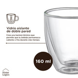 Set 4 Tazas Vidrio Doble Pared 160 ml Home Logics 1 un