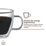 Set 4 Tazas Vidrio Doble Pared 160 ml Home Logics 1 un