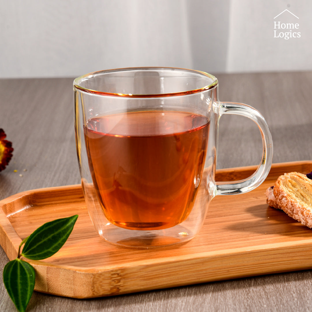 Set 4 Tazas Vidrio Doble Pared 160 ml Home Logics 1 un