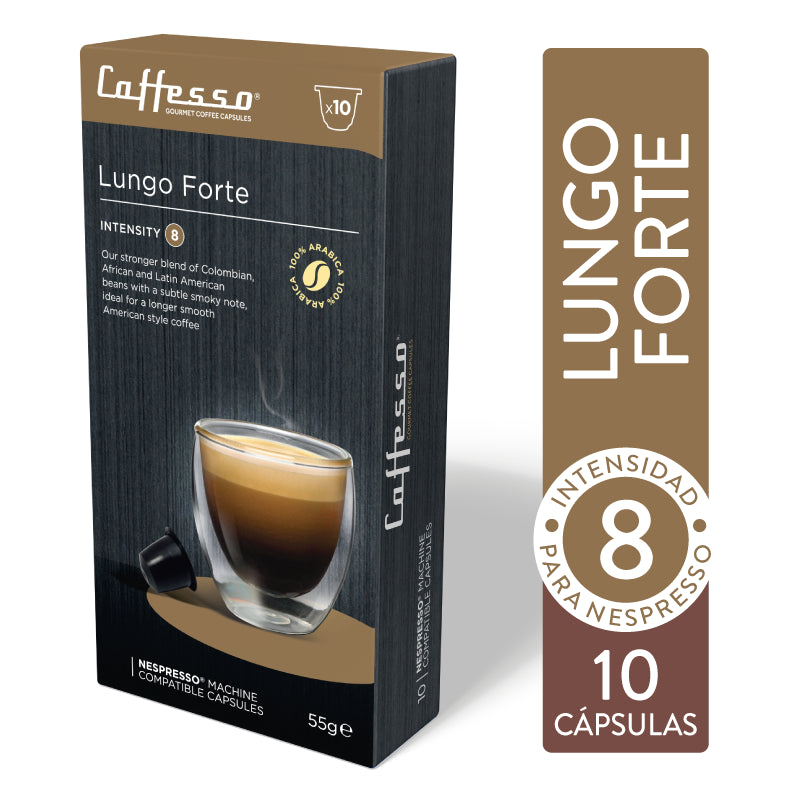 Cápsulas de Café Lungo Forte para Nespresso Caffesso 10 un