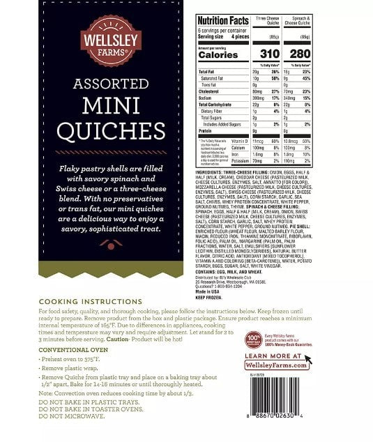 Quiches Mini Surtidos Wellsley Farms 1.02 kg