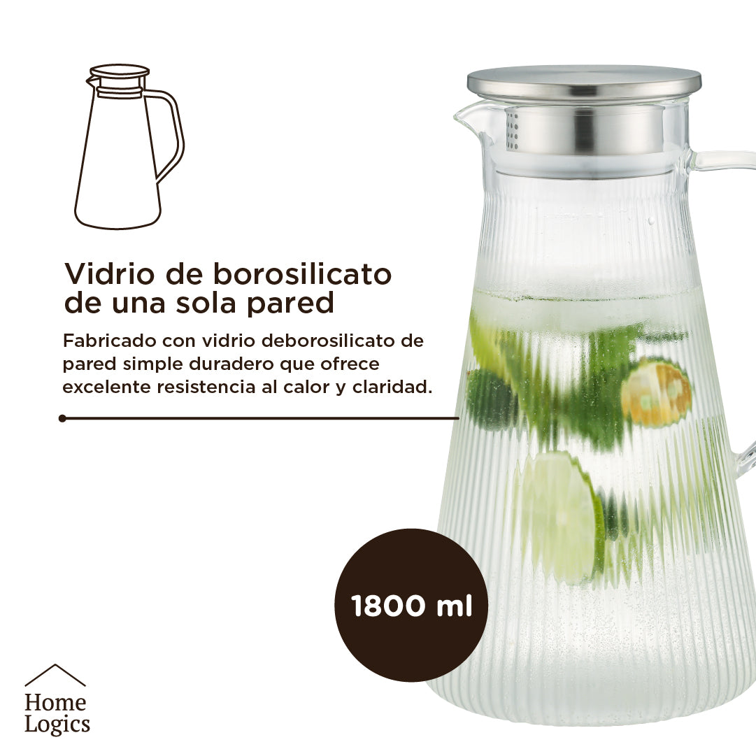 Jarra Vidrio con Tapa 1,8 L Home Logics 1 un