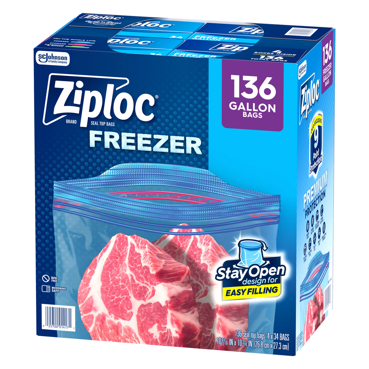 Bolsas Herméticas Gallon Freezer 27 x 27 cm Ziploc 4 x 34 un