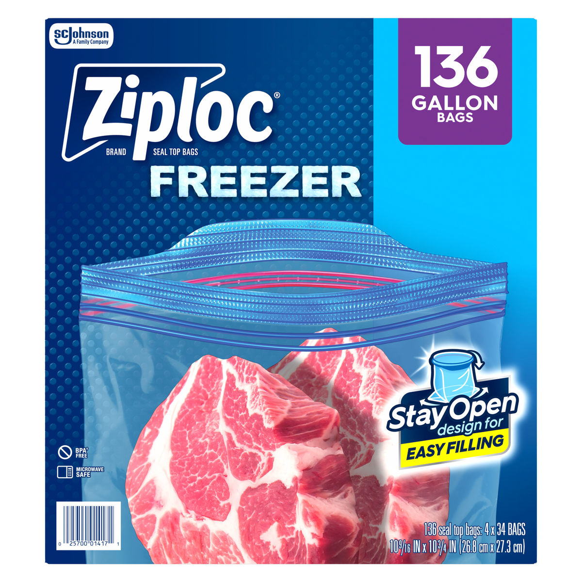 Bolsas Herméticas Gallon Freezer 27 x 27 cm Ziploc 4 x 34 un