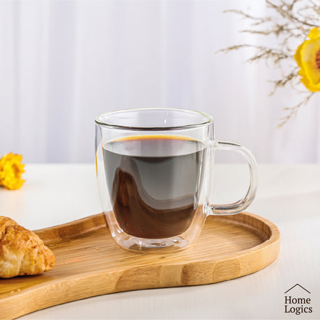 Set 4 Tazas Vidrio Doble Pared 230 ml Home Logics 1 un