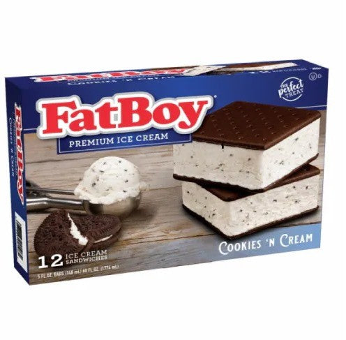 Sandwich Helado Cookies n Cream FatBoy 12 x 148 ml