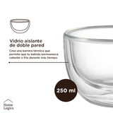 Set 2 Bowls Vidrio Doble Pared 250 ml Home Logics 1 un