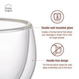 Set 4 Vasos Vidrio Doble Pared Classic 100 ml Home Logics 4 un
