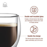 Set 4 Vasos Vidrio Doble Pared Classic 200 ml Home Logics 4 un