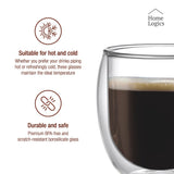 Set 4 Vasos Vidrio Doble Pared Classic 200 ml Home Logics 4 un