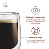 Set 4 Vasos Vidrio Doble Pared Modern 100 ml Home Logics 4 un