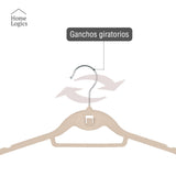 Set 30 Colgadores de Ropa Antideslizantes Beige Velvet Home Logics 30 un