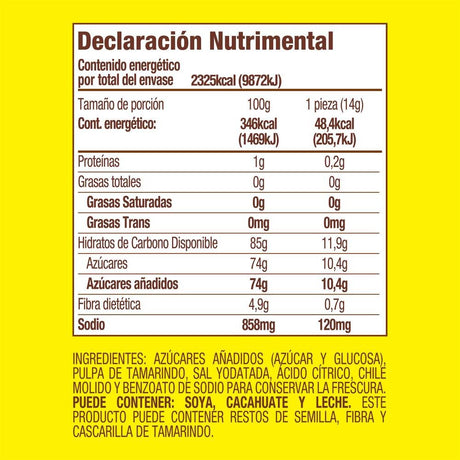 Masticables Pulparindo Original de la Rosa 48 x 14 g