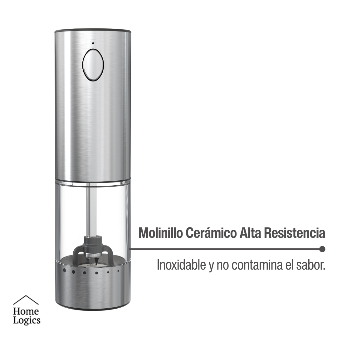 Molinillo Eléctrico Recargable de Sal y Pimienta Acero inoxidable Home Logics 1 un