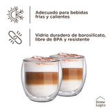 Set 4 Vasos Vidrio Doble Pared 300 ml Home Logics 1 un