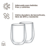 Set 4 Vasos Vidrio Doble Pared 300 ml Home Logics 1 un