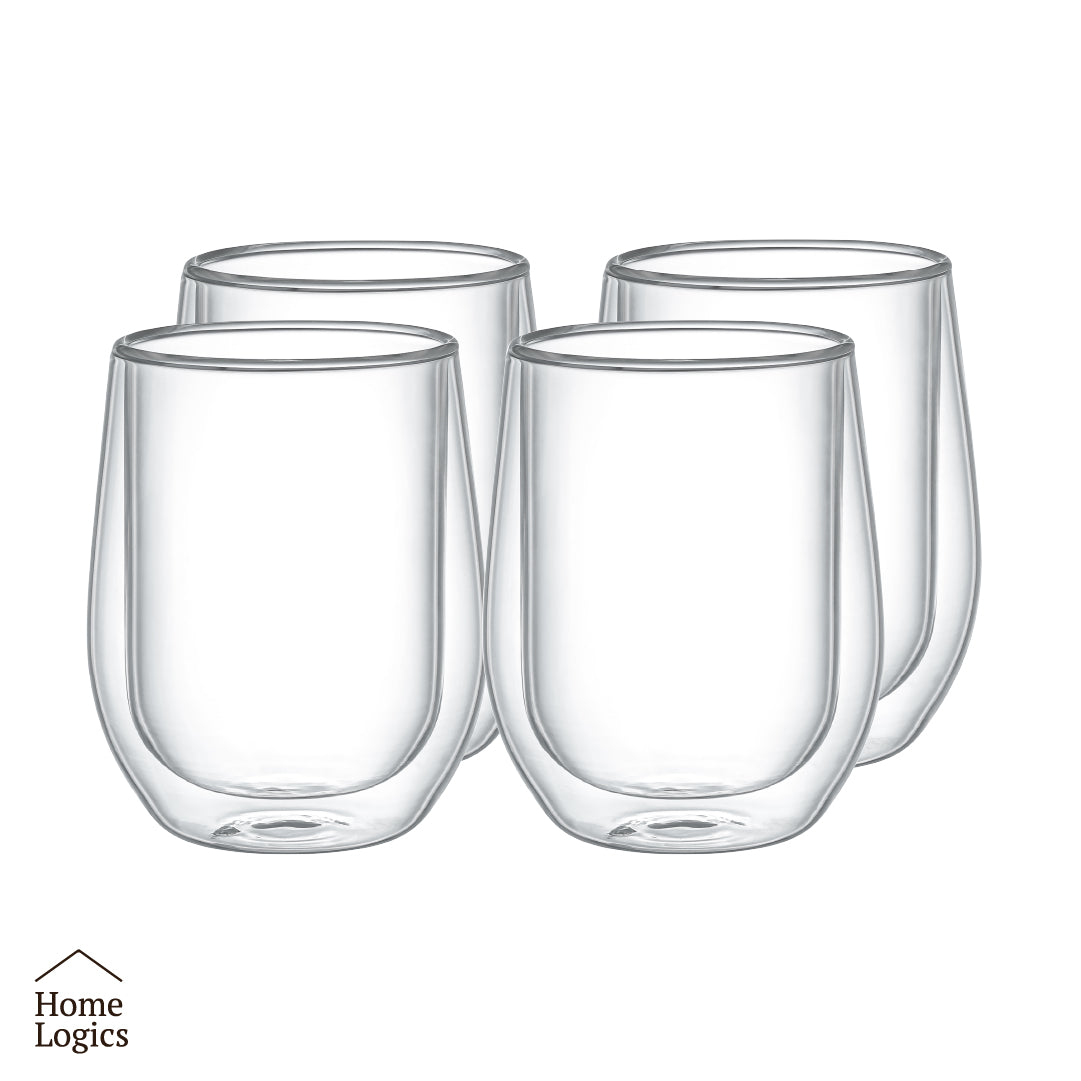 Set 4 Vasos Vidrio Doble Pared 300 ml Home Logics 1 un