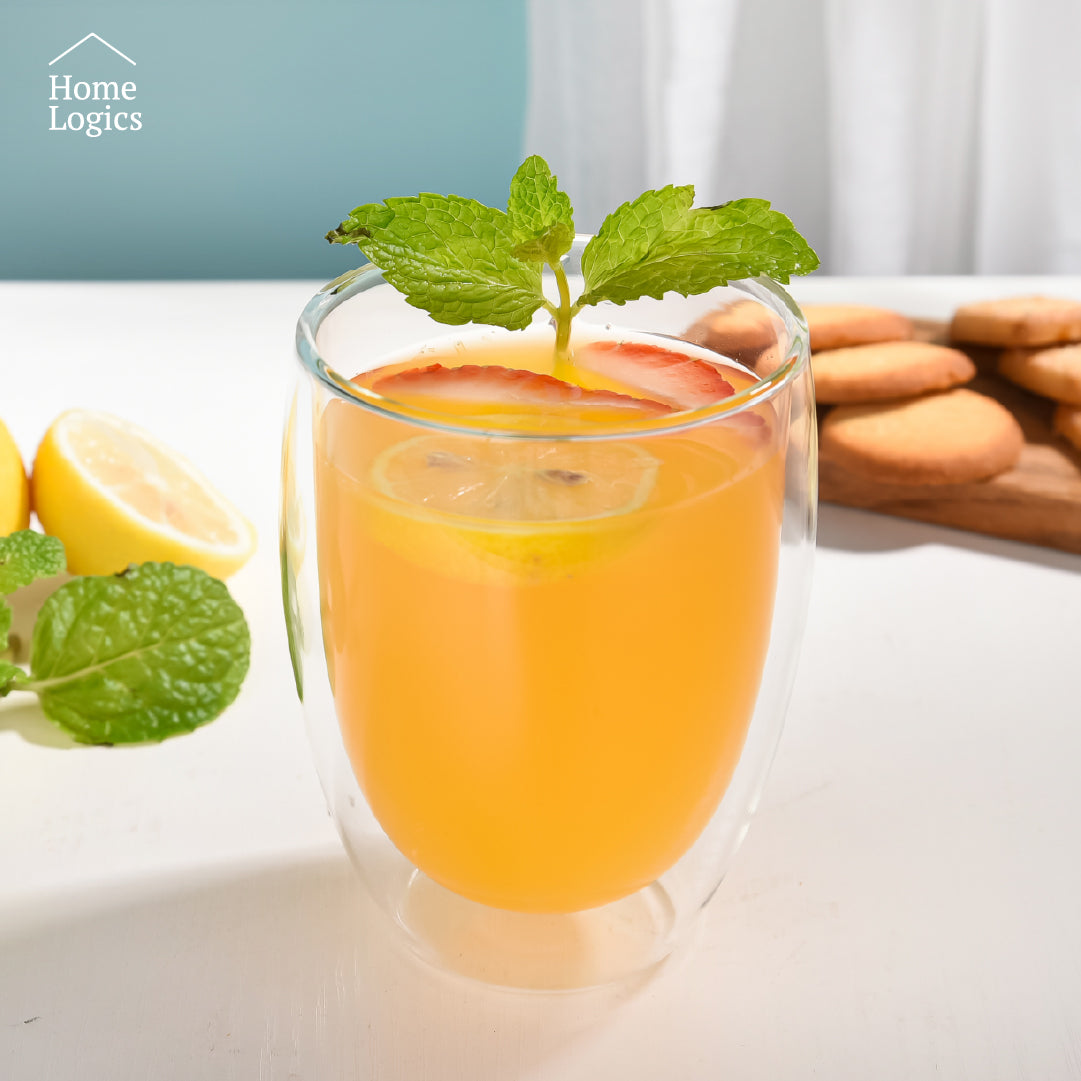 Set 4 Tazas Vidrio Doble Pared 350 ml Home Logics 1 un