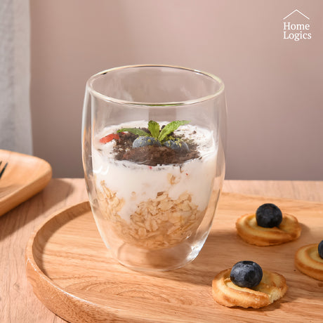 Set 4 Tazas Vidrio Doble Pared 350 ml Home Logics 1 un