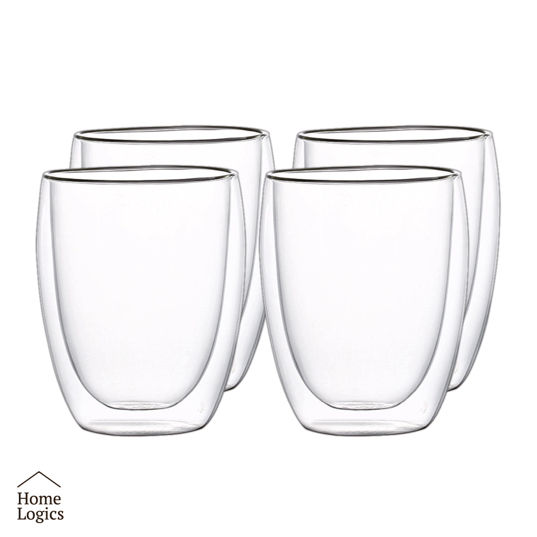 Set 4 Tazas Vidrio Doble Pared 350 ml Home Logics 1 un