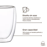 Set 4 Tazas Vidrio Doble Pared 350 ml Home Logics 1 un