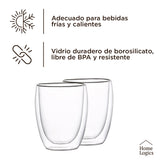 Set 4 Tazas Vidrio Doble Pared 350 ml Home Logics 1 un