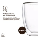 Set 4 Tazas Vidrio Doble Pared 350 ml Home Logics 1 un