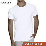 Poleras 100% Algodón Blancas Cuello Redondo Pack 3 Cosley