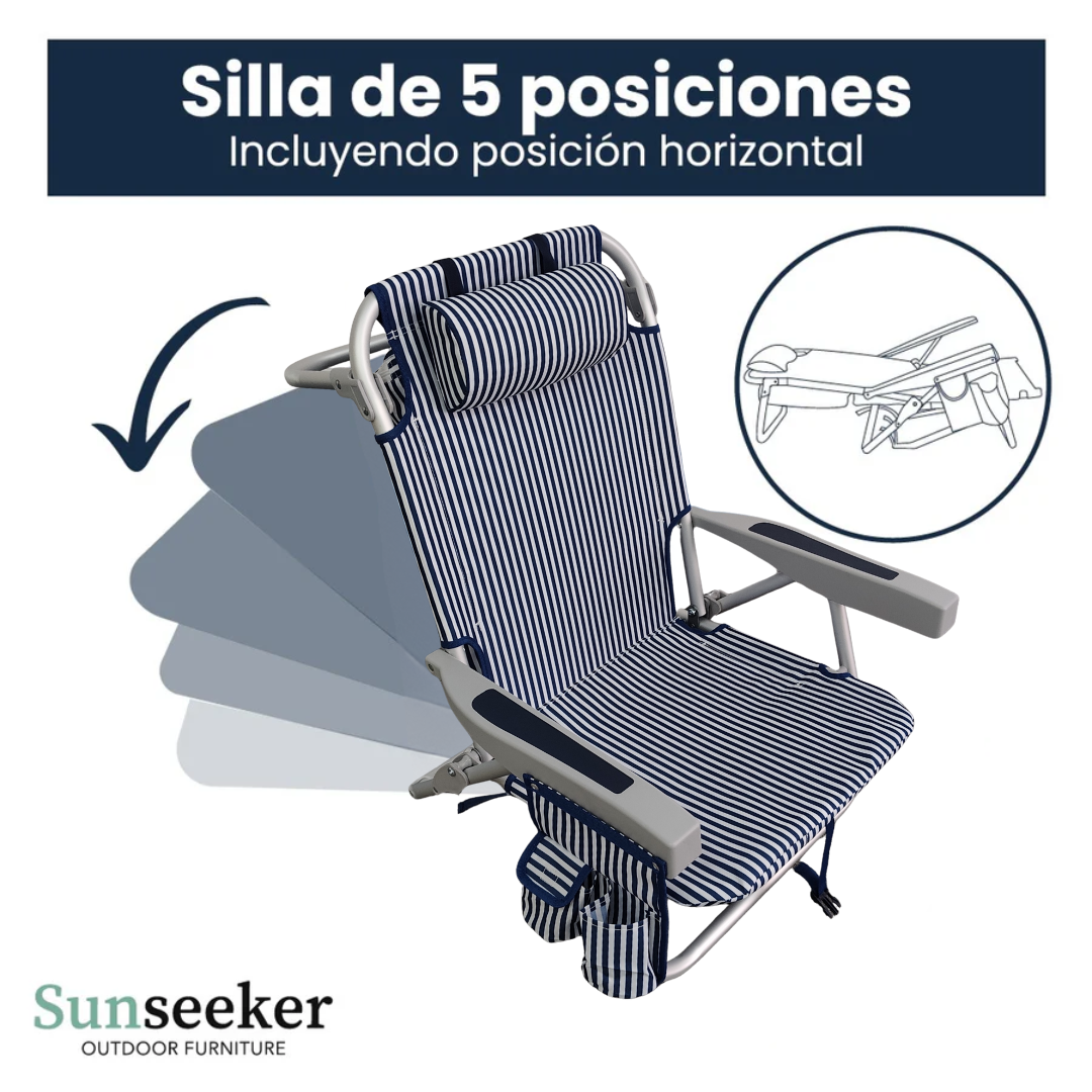 Silla de Playa Baja Navy Blue Sunseeker 1 un