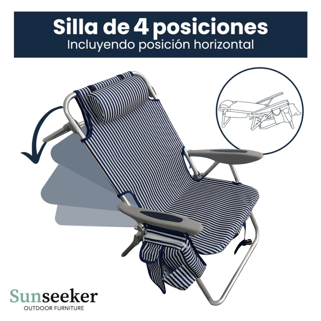 Silla de Playa Alta Navy Blue Sunseeker 1 un