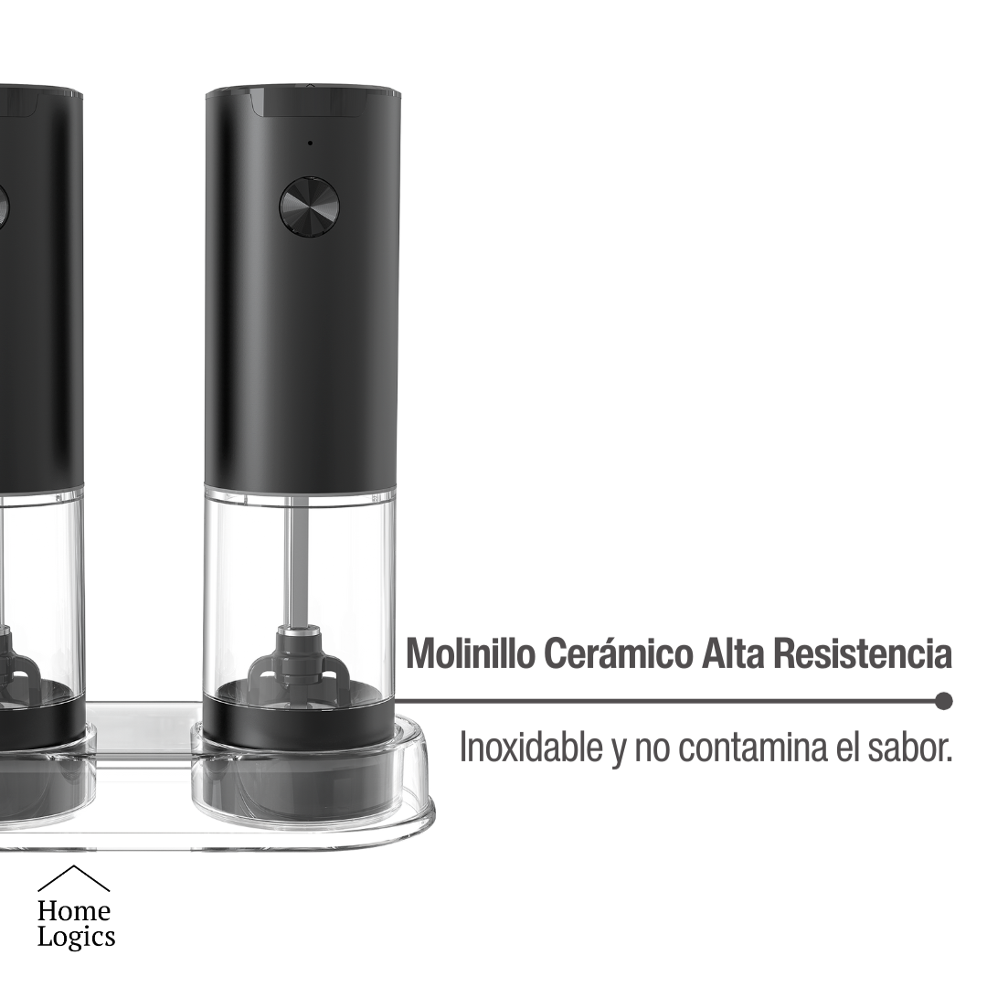 Set de 2 Molinillos Eléctricos de Sal y Pimienta a Batería Home Logics 1 un