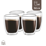 Set 4 Vasos Vidrio Doble Pared 150 ml Home Logics 1 un