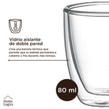 Set 4 Vasos Espresso Vidrio Doble Pared 80 ml Home Logics 1 un