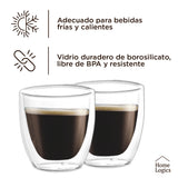 Set 4 Vasos Espresso Vidrio Doble Pared 80 ml Home Logics 1 un