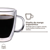 Set 4 Tazas Vidrio Doble Pared 80 ml Home Logics 1 un