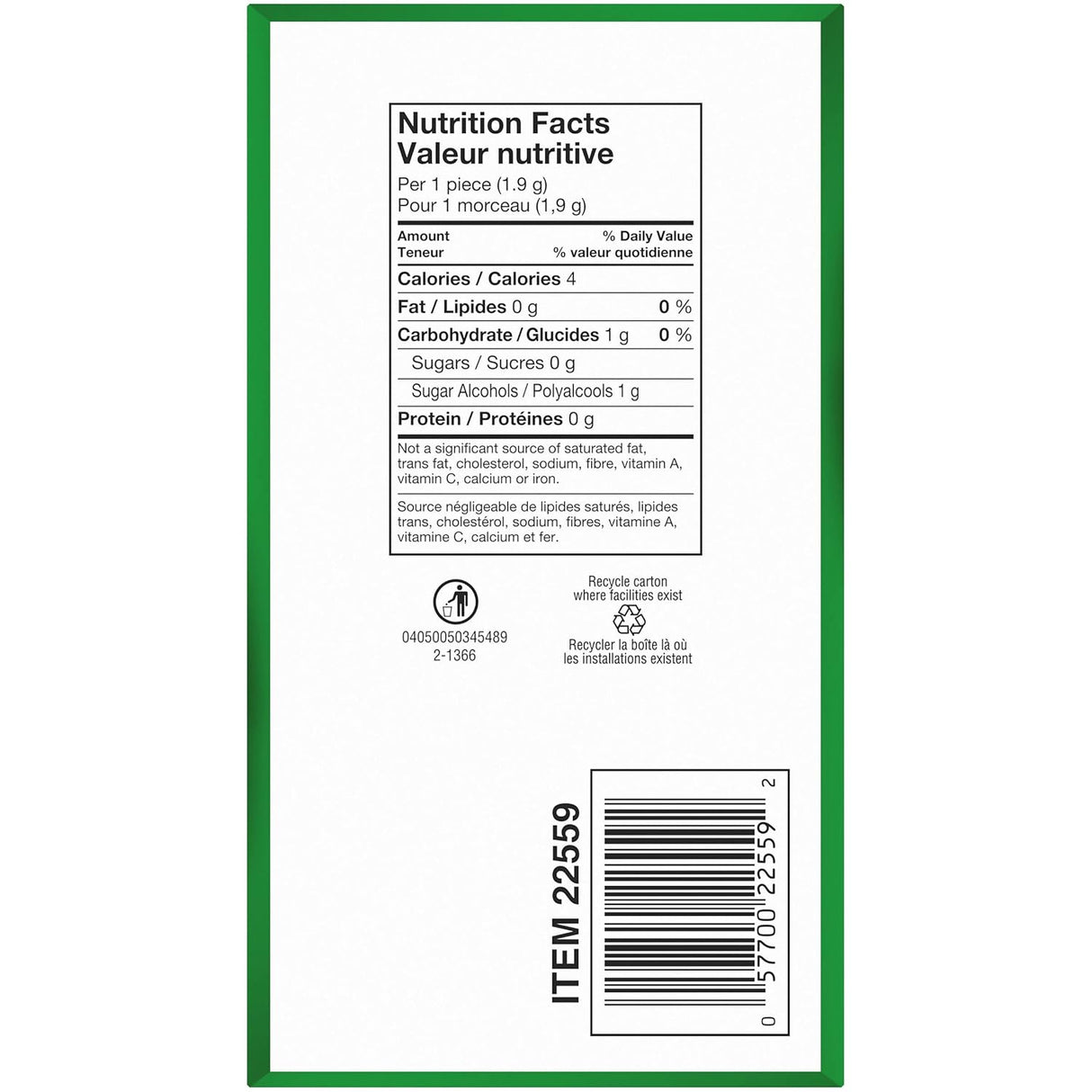 Chicles sin Azúcar Menta Trident 12 x 14 un