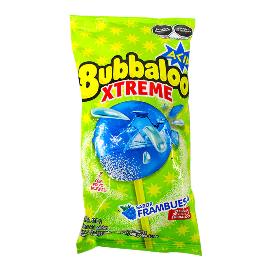 Paleta BubbaXtreme Relleno Líquido Frambuesa Ácida Bubbaloo 20 x 20,5 g