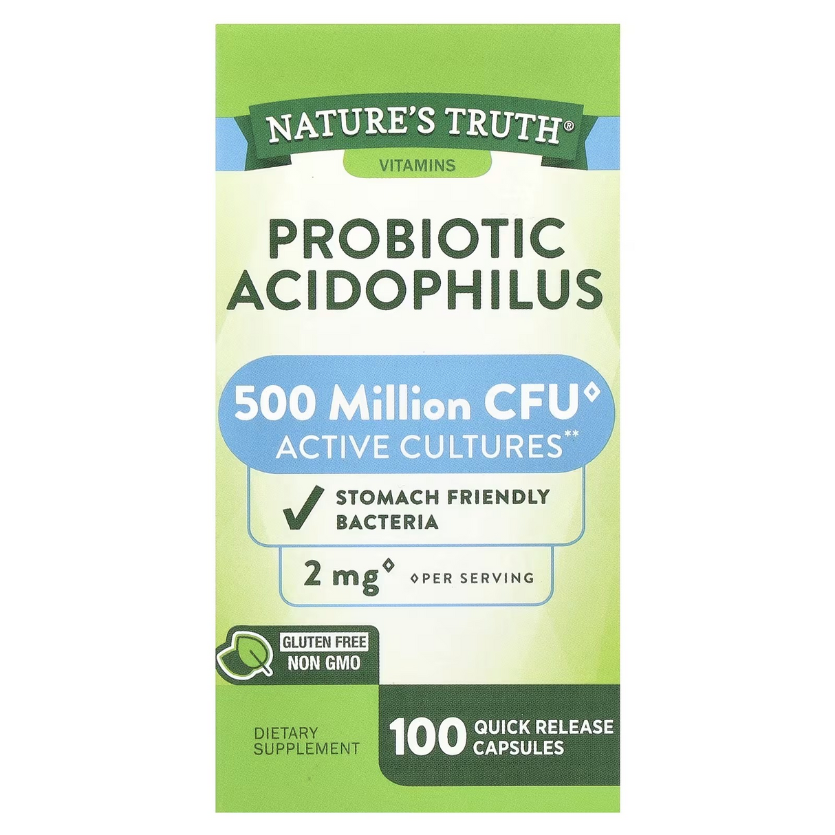 Probióticos Acidophilus 2 mg 100 cp Nature's Truth 100 un