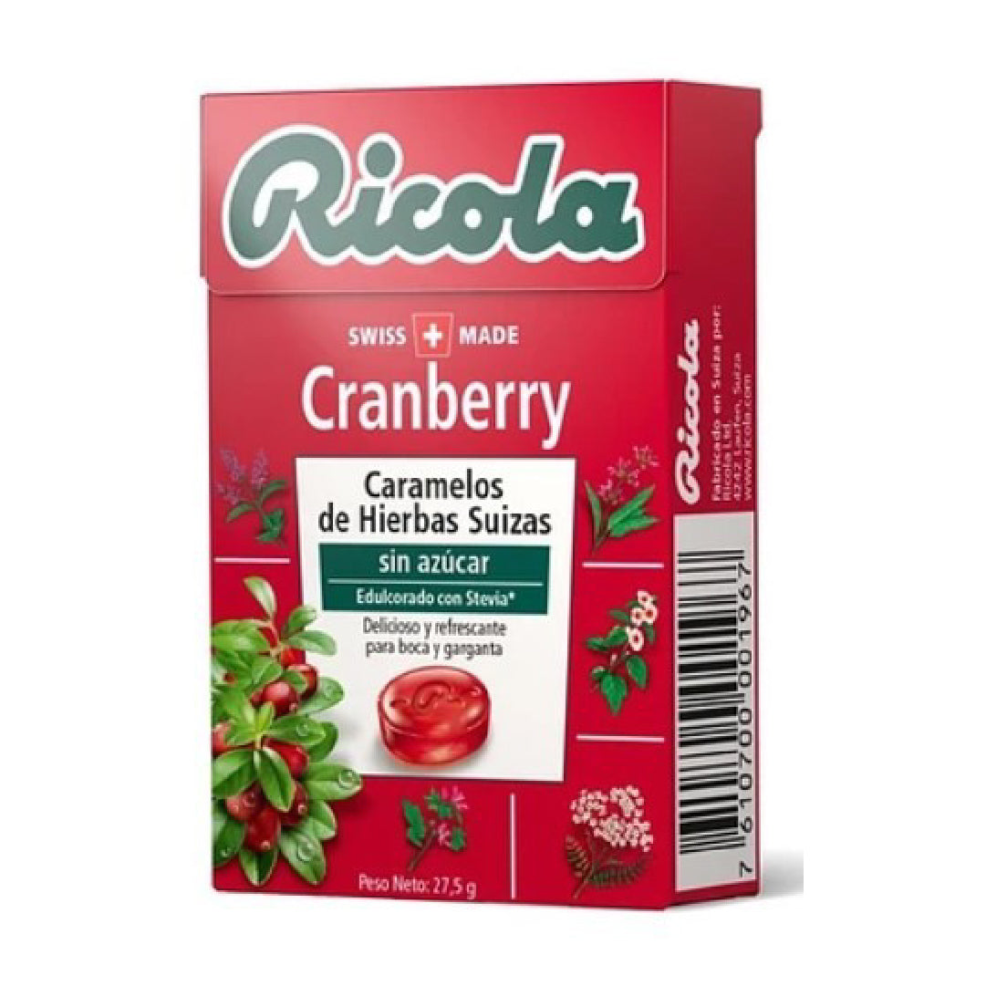 Caramelo sin Azúcar Cranberry Ricola 27,5 g