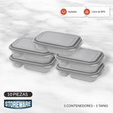 Set 5 Contenedores con Compartimentos 950 ml Storeware 1 un