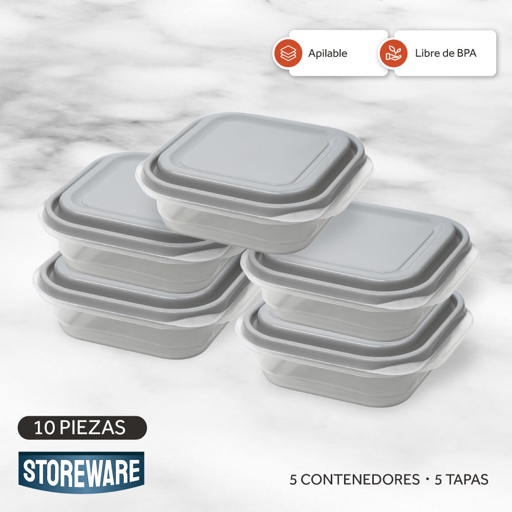 Set 5 Contenedores 700 ml Storeware  1 un
