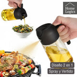 Dispensador de Aceite 2 en 1 de Vidrio 470 ml Negro Home Logics 1 un