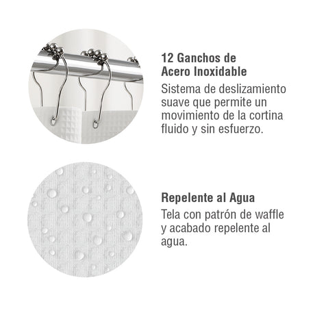 Cortina Baño Waffle 180 x 183 cm White Home Logics 1 un