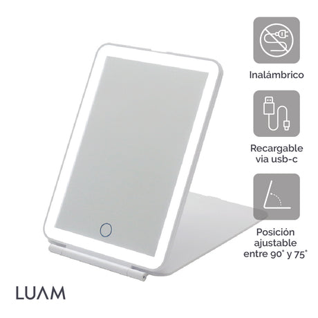 Espejo Maquillaje Portátil Led Luam 1 un