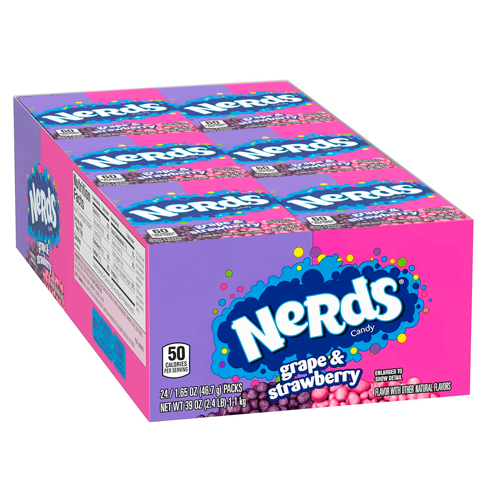 Dulces Nerds Uva Frutilla Caja 24 un x 46 g