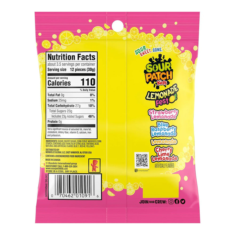 Gomitas Peg Lemonade Sour Patch Kids 12 x 102 g