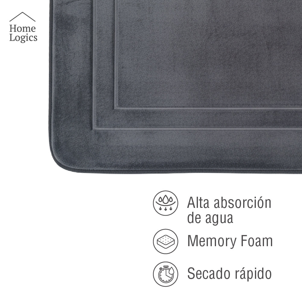 Alfombra Baño Memory Foam Dark Grey 50 x 80 cm Home Logics 1 un