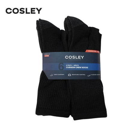 Calcetines Hombre Cushion Crew Black Cosley Pack 6