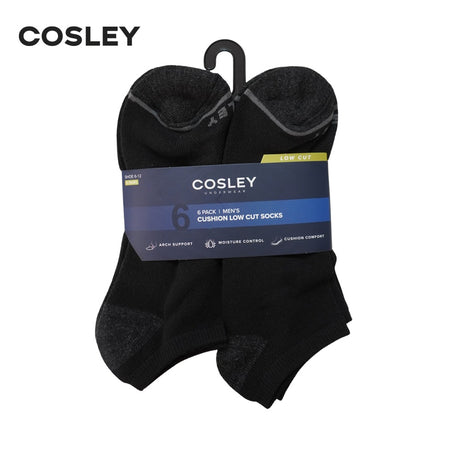 Calcetines Hombre Cushion Low Cut Black Cosley Pack 6