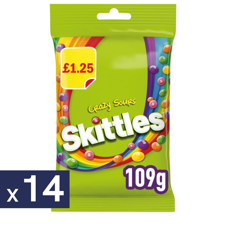 Masticables Crazy Sours Skittles 14 x 109 g